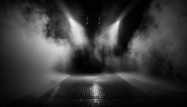 Foto un palco con un spotlight e un spotlight su di esso