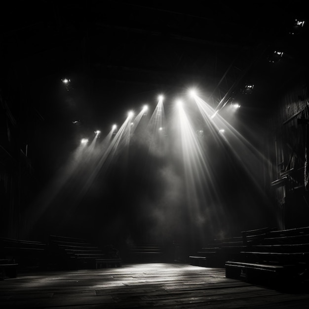 stage with spotlights on wooden stage background background in the style of raphaelle peale monochromatic compositions