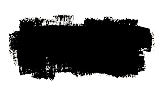 Stain of thick black ink brush strokes isolated on the white background. Raster hand drawn illustration