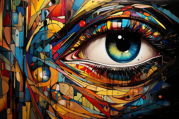 Stained Glass Abstract Eyes Vibrant Colors Artistic Interpretation Eye Inspired Art Generative AI