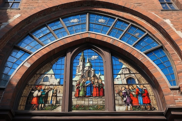 Photo stained glass as architecture background archsee in frombork
