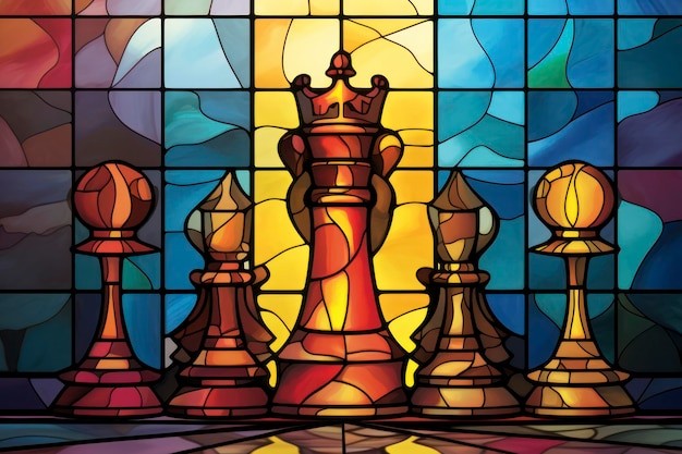 Stained glass chess vector