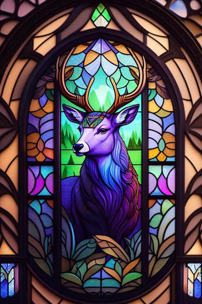 Stained glass deer