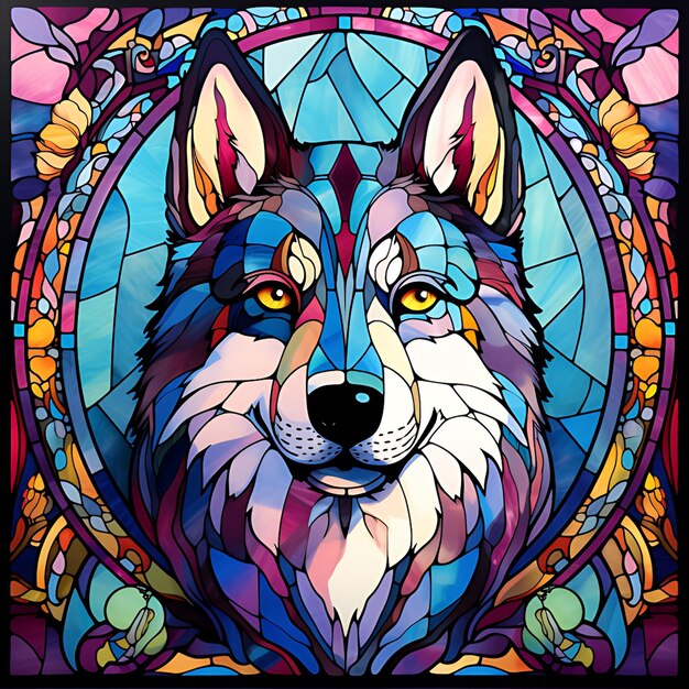 A stained glass dog ai generative