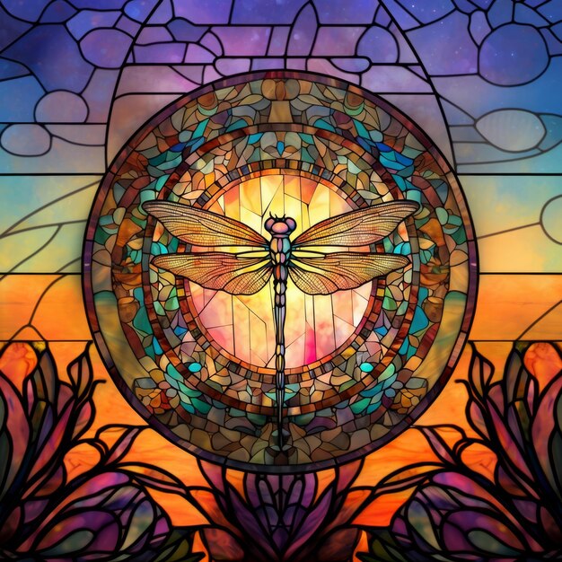 Stained glass dragonfly