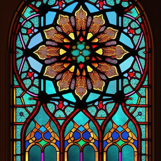 Stained glass rosetta window Generative AI Not based on any actual scene or pattern