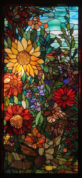 Stained glass window in the church of the holy cross.