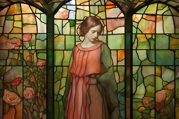 Photo stained glass window in the church of st anthony of padua