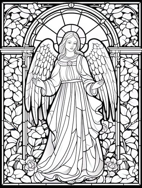 Premium Photo | A stained glass window with an angel in it