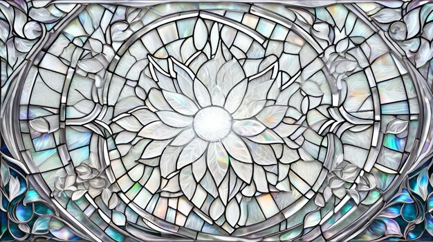 Stained Glass Window With Flower Center