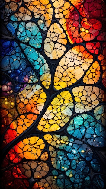 stained glass window with a light from the inside