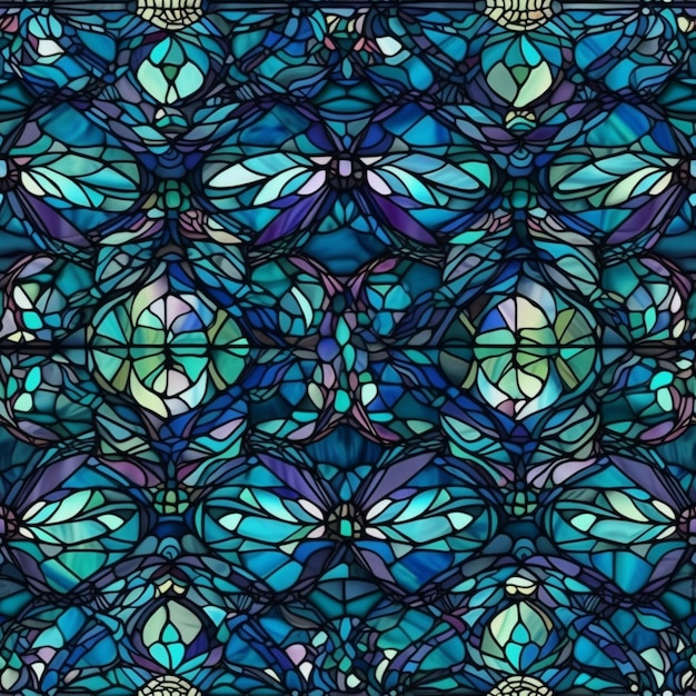 나비 무늬가 있는 스테인드 글라스 창.