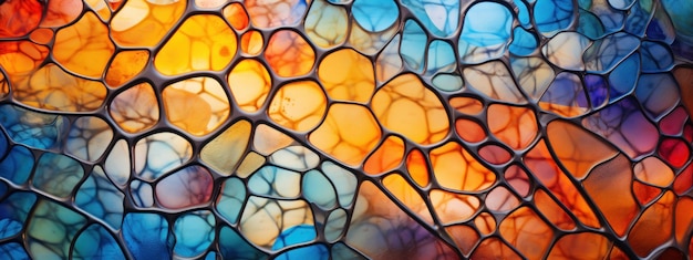 Stained glass window with vibrant colors artistic glasswork of light and shadow ai generative