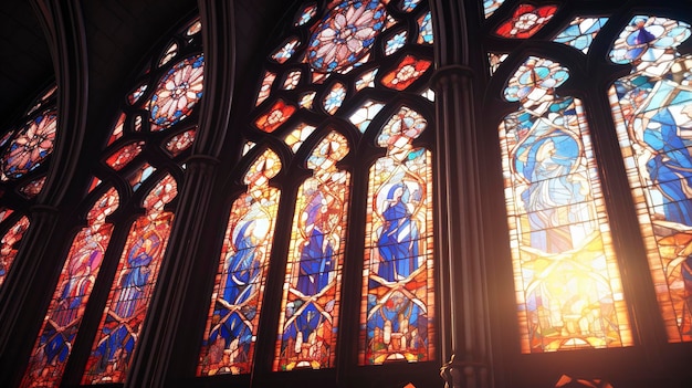 a stained glass window with the word jesus on it