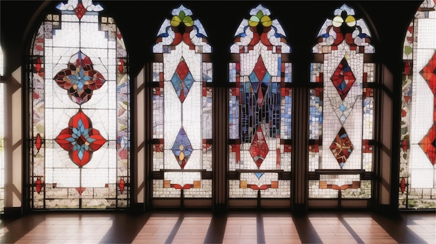 A stained glass window with the word stained glass on it