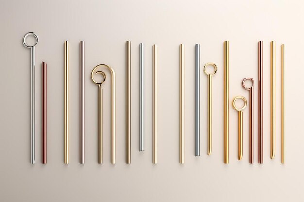 Stainless metallic straws copy space