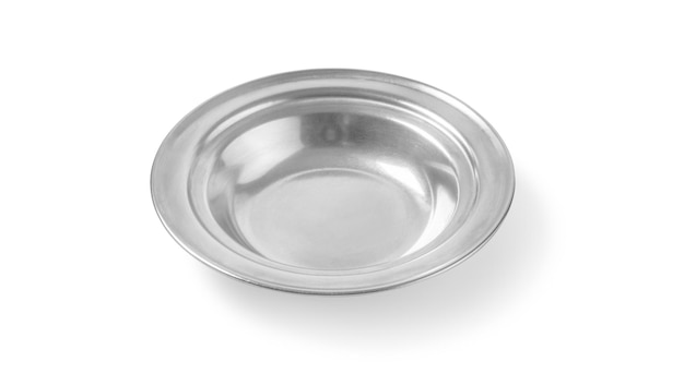 Stainless plate on white background