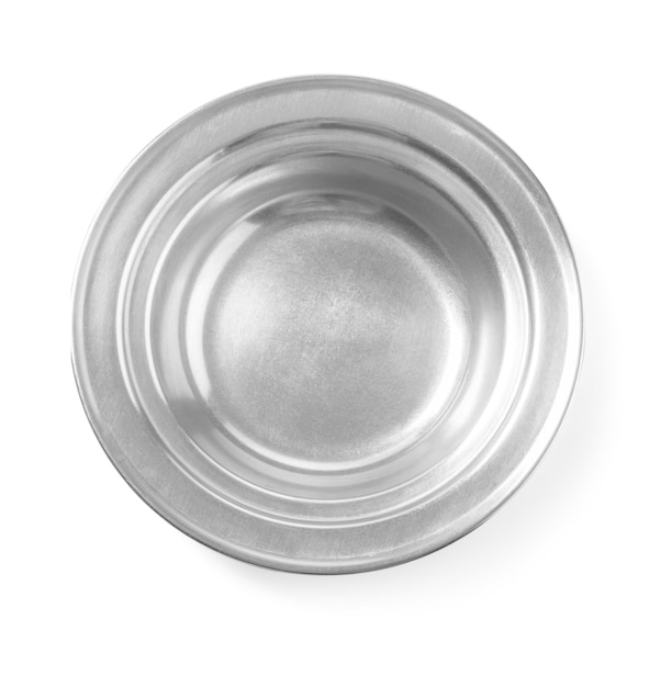 Stainless plate on white background