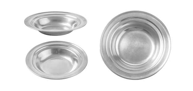 Stainless plate on white background