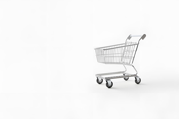 stainless shopping trolley copy space white background generative ai design
