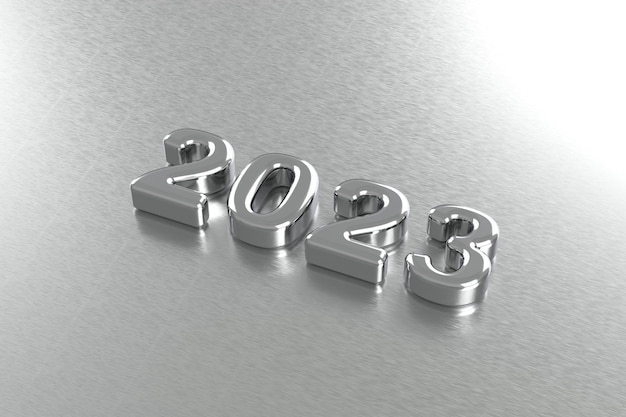 Photo stainless steel 2023 3d rendered numbers
