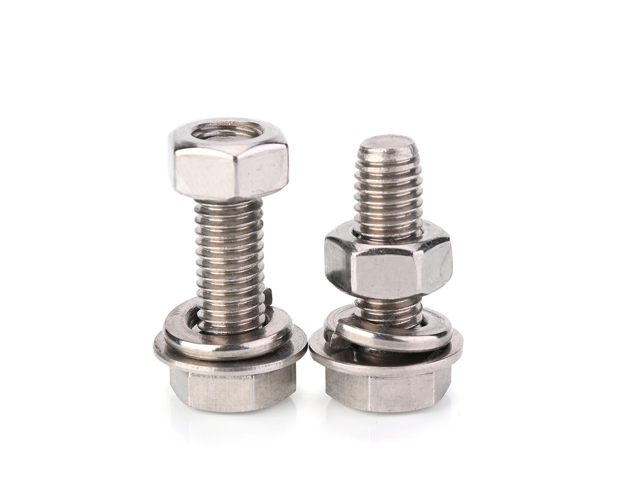 Premium Photo Stainless steel bolt and nut isolated on white background