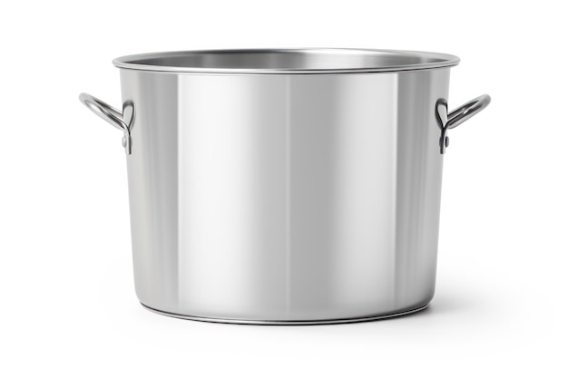 Photo stainless steel bucket isolated on white