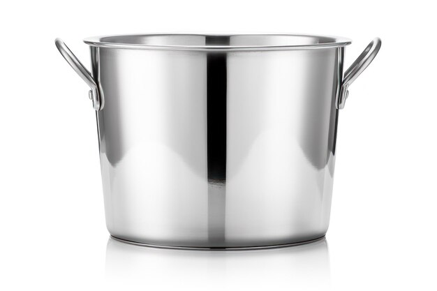 Photo stainless steel bucket isolated on white