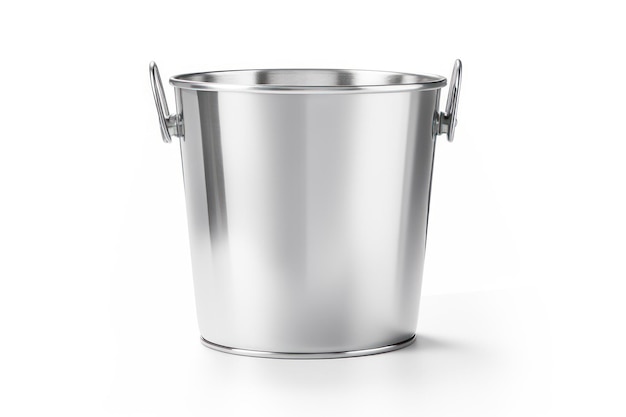 Photo stainless steel bucket isolated on white
