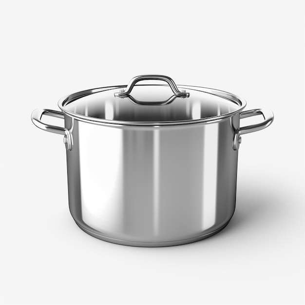 stainless steel cooking pot on white background