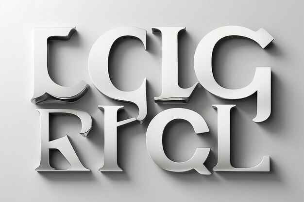 Stainless Steel Cutout Letters Mockup with blank white empty space for placing your design