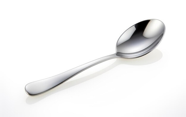 Stainless steel dining utensil on white background