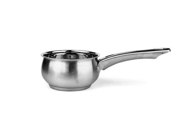 Photo stainless steel ladle pan isolated on white background