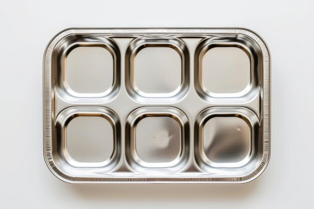 Photo stainless steel lunch box with four compartments