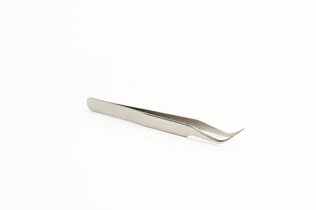 Stainless steel pincers on a white background with coppy space