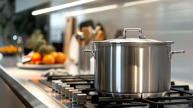 Stainless Steel Pot on Gas Stove