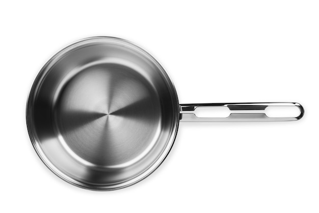 Photo stainless steel pot. isolated on white background