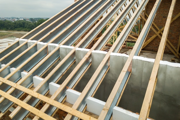 Stainless steel roof structure for future roof under construction