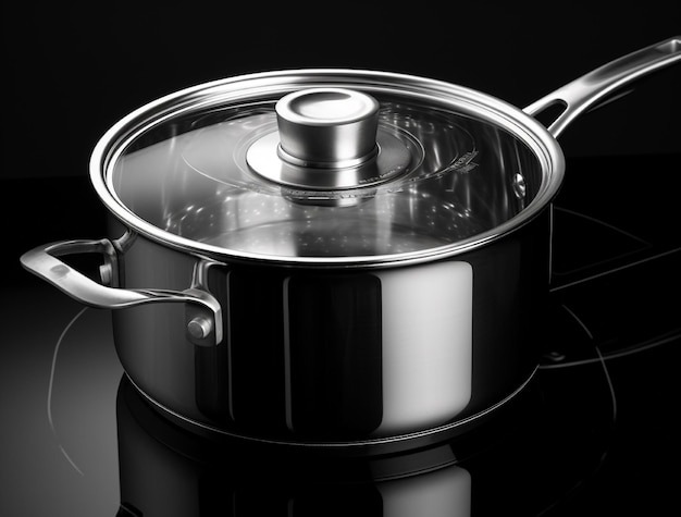 Photo stainless steel saucepan