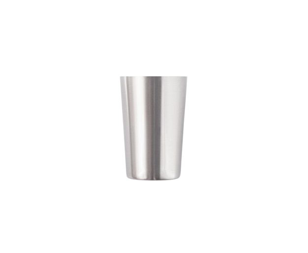 Stainless steel shot glass isolated on white background