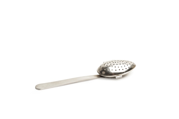 A stainless steel tea infuser isolated on a white