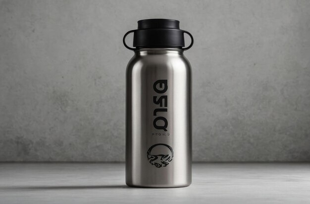 Photo stainless steel water bottle outdoors