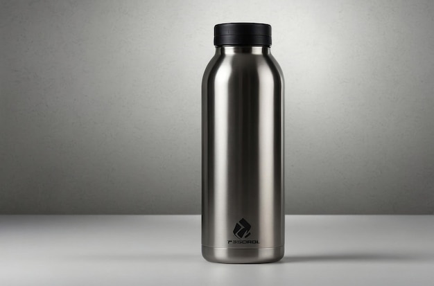 Photo stainless steel water bottle outdoors
