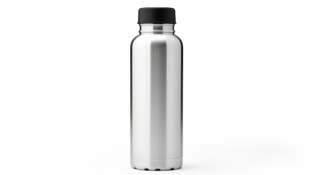 Stainless Steel Water Bottle on White Background