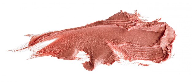 Stains of a pink lipstick isolated on white