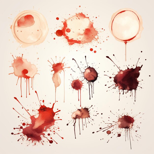 Stains on white background with colorful drips