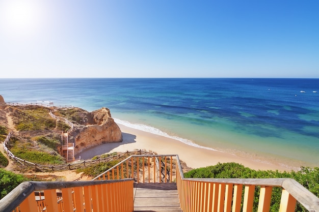 Stair descent to the beach. Portugal.