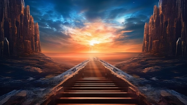 Photo stair way to heaven entrance gate to other dimension