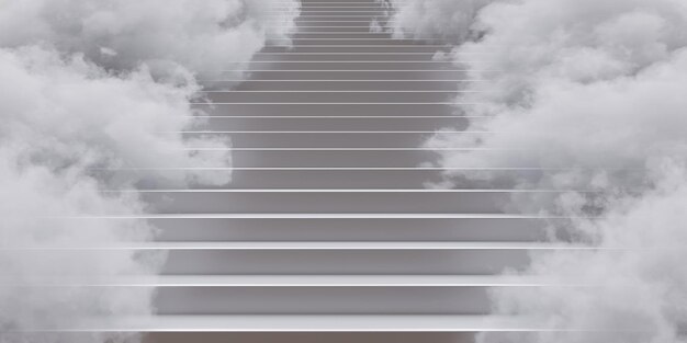 Staircase and clouds Stairs climbing up Business opportunity and challenge