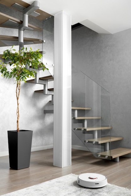 Staircase and column in the interior of the apartment